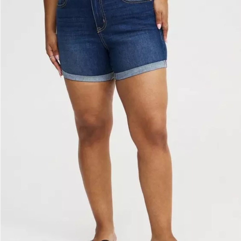 torrid Dark Blue Rolled-Hem Denim Shorts